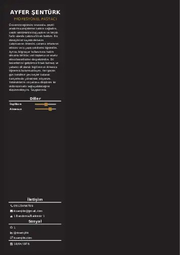 Pastacı Cv Örnekleri cv indir